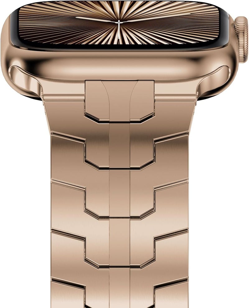 سوار من الفولاذ المقاوم للصدأ من CHANCHY لساعة Apple Watch Ultra بمقاسات 49 مم و45 مم و44 مم و42 مم و38 مم و40 مم و41 مم، حزام معدني مع مشبك قابل للطي لساعة Apple Watch Series 8 و7 و6 و5 و4 و3 و2 و1 للرجال (أسود، 49 مم و45 مم و44 مم و42 مم) - Image 2