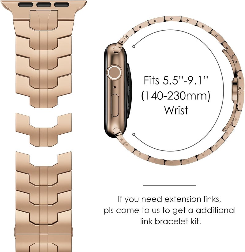 سوار من الفولاذ المقاوم للصدأ من CHANCHY لساعة Apple Watch Ultra بمقاسات 49 مم و45 مم و44 مم و42 مم و38 مم و40 مم و41 مم، حزام معدني مع مشبك قابل للطي لساعة Apple Watch Series 8 و7 و6 و5 و4 و3 و2 و1 للرجال (أسود، 49 مم و45 مم و44 مم و42 مم) - Image 4