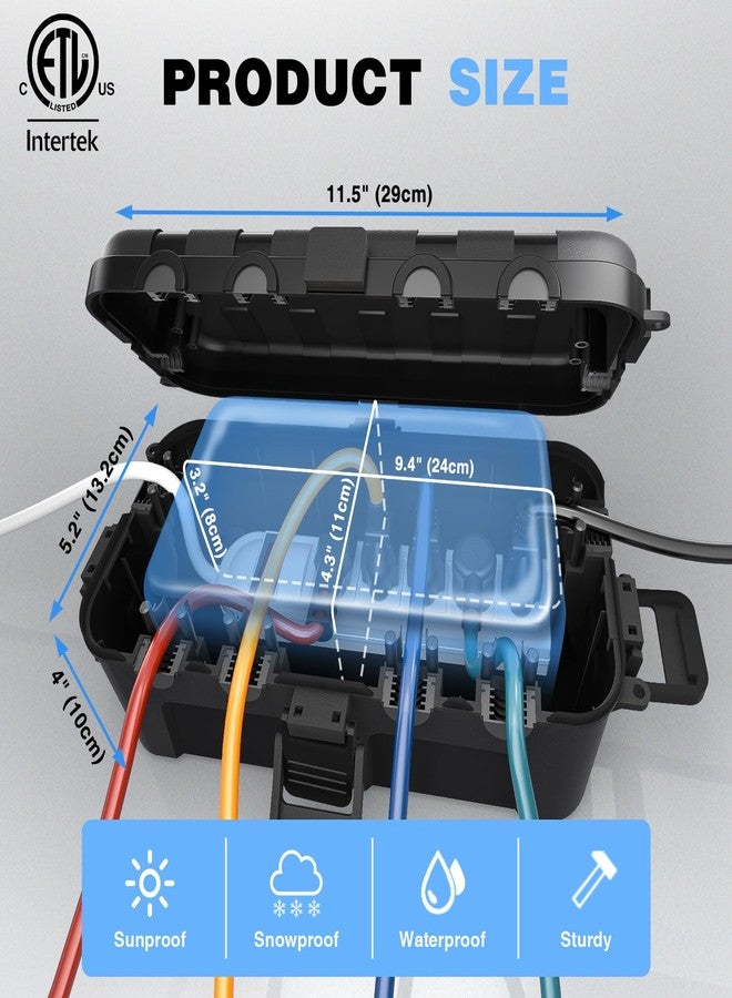 صندوق توصيل كهربائي خارجي متوسط الحجم من فليمون، مقاوم للماء (11.5 × 5.2 × 4 بوصة)، صندوق توصيل كهربائي مقاوم للعوامل الجوية، أسود - Image 3
