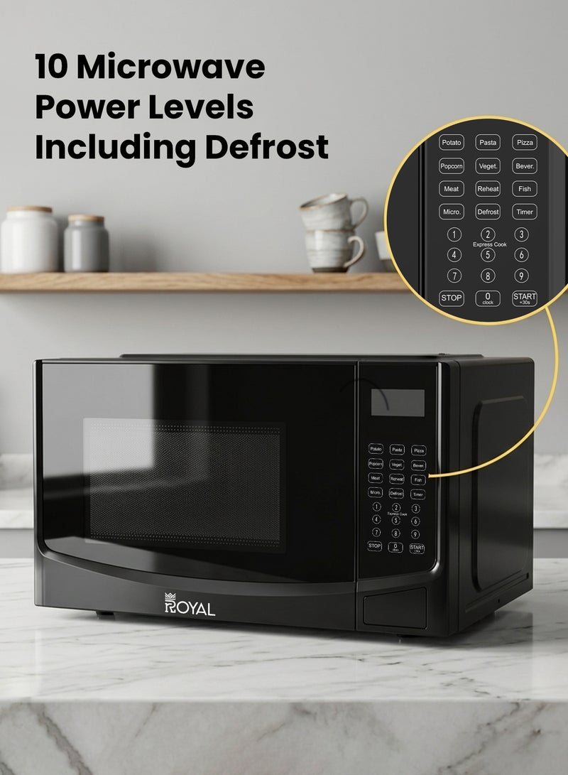 Royal Membrane Digital Microwave Oven, 10 Power Leves, 99.99 min Timer, Child Safety-Lock, Cooking End Signal, Easy Pull Chrome Handle, Grey, RA-25XDG 25 L 800 W RA-25XDG Black - Image 3