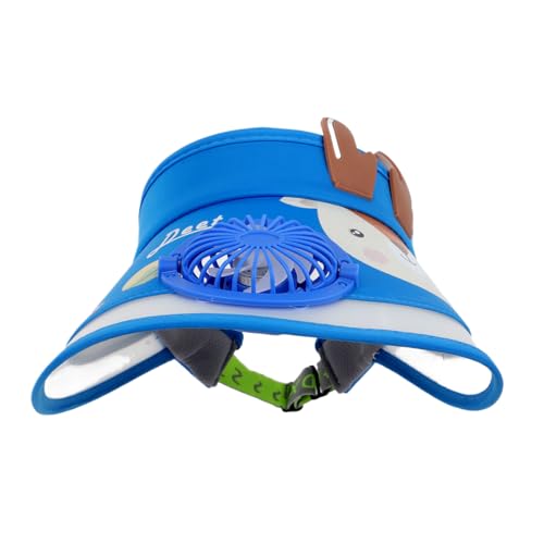 GREUS Kids Visor, Sun Visor Hat with USB Charging Fan, Cute Cartoon Design, Wide Brim Empty Top Sunhat for Boys Girls Outdoor - Image 5