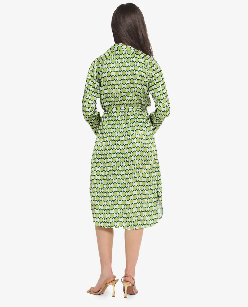 Rareism Women's Geometric Printed Satin Dress