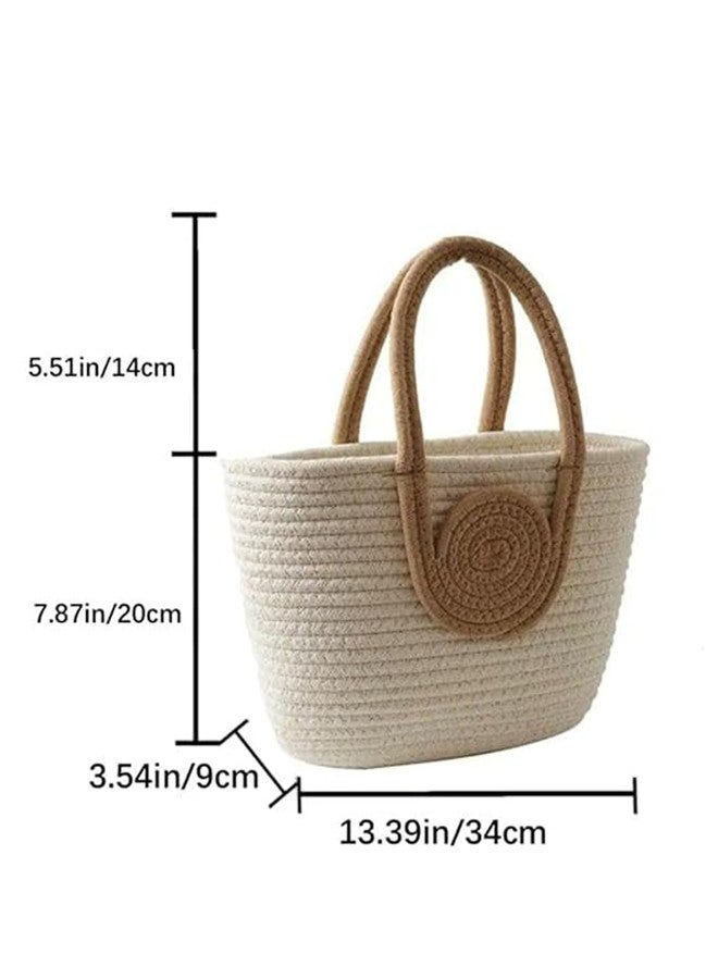 ROYAL TREND Hand Bg | Large Tote Bag | Summer Bg | Bucket Bg | Basket Bg | Beach Bags for Women Elevate your summer wardrobe with this exclusive tote. Color White,Tan Approx. 8" H x 13" L - Image 3