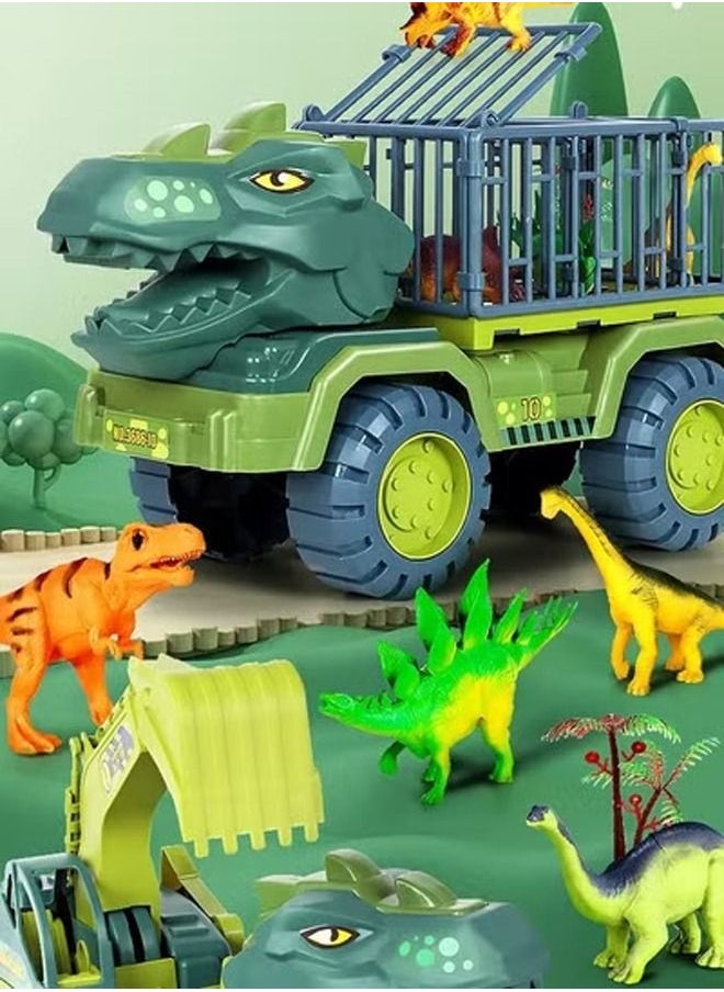 YelaJoy - Dinosaur Truck Toys With 15 Dinosaur Toys Playset Figures,Toy Trucks for Boys,Large Dinosaur Carrier Truck - Image 1
