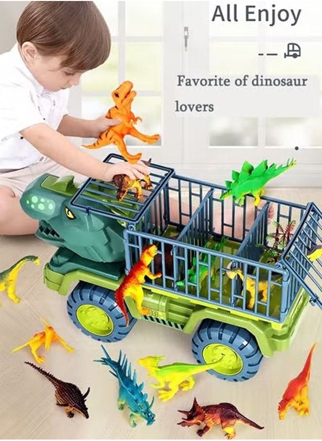 YelaJoy - Dinosaur Truck Toys With 15 Dinosaur Toys Playset Figures,Toy Trucks for Boys,Large Dinosaur Carrier Truck - Image 1