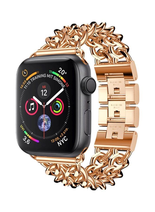 NIBEMINENT Double Row Cowboy Replacement Band For Apple Watch Series 4 40mm Gold - Image 2