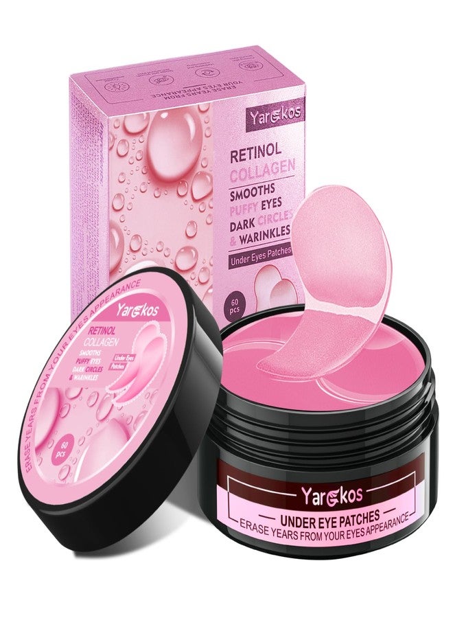 Yargkos 60 Pcs Pink Under Eye Patches, 30 Pairs Undereye Mask for Dark Circles Puffy Eyes Treatment, Collagen Gel Pads Hydrating for Eye Bags Puffiness Wrinkle, Women Men Beauty Skin Care Products - Image 1