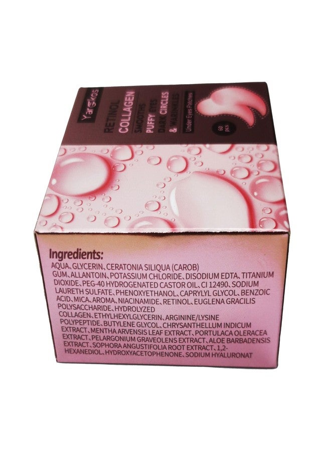 Yargkos 60 Pcs Pink Under Eye Patches, 30 Pairs Undereye Mask for Dark Circles Puffy Eyes Treatment, Collagen Gel Pads Hydrating for Eye Bags Puffiness Wrinkle, Women Men Beauty Skin Care Products - Image 2