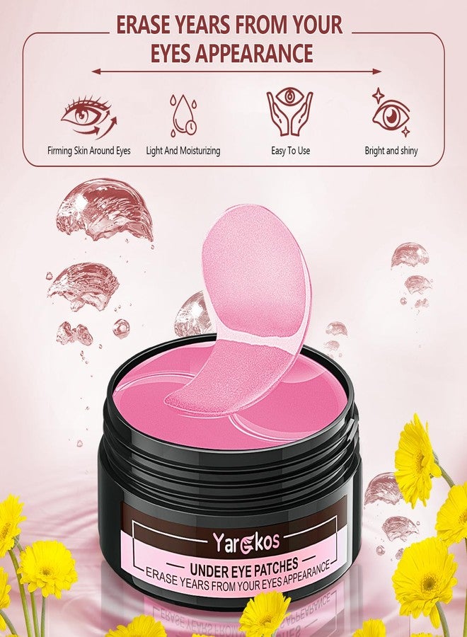 Yargkos 60 Pcs Pink Under Eye Patches, 30 Pairs Undereye Mask for Dark Circles Puffy Eyes Treatment, Collagen Gel Pads Hydrating for Eye Bags Puffiness Wrinkle, Women Men Beauty Skin Care Products - Image 3