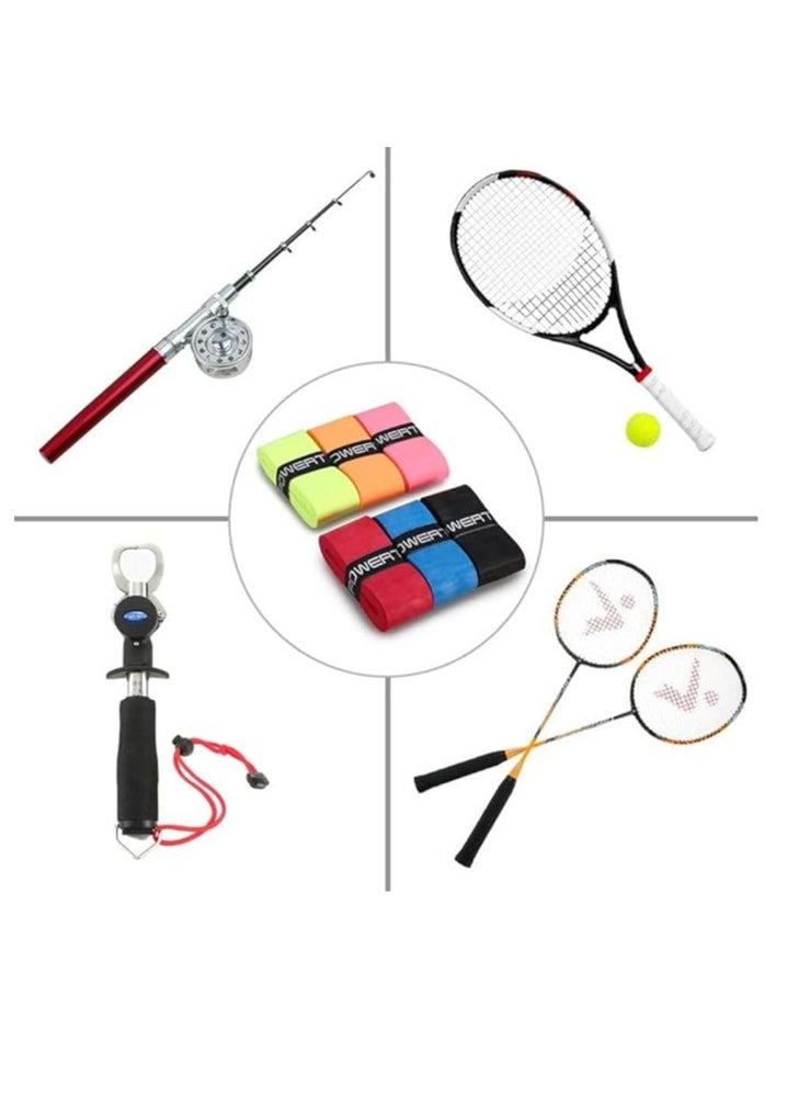Refresh your racket strokes with SportQ New Anti-Slip Super Absorbent Racket Grip Set for Tennis and Badminton, PU, ​​Multi Color (Set of 6)