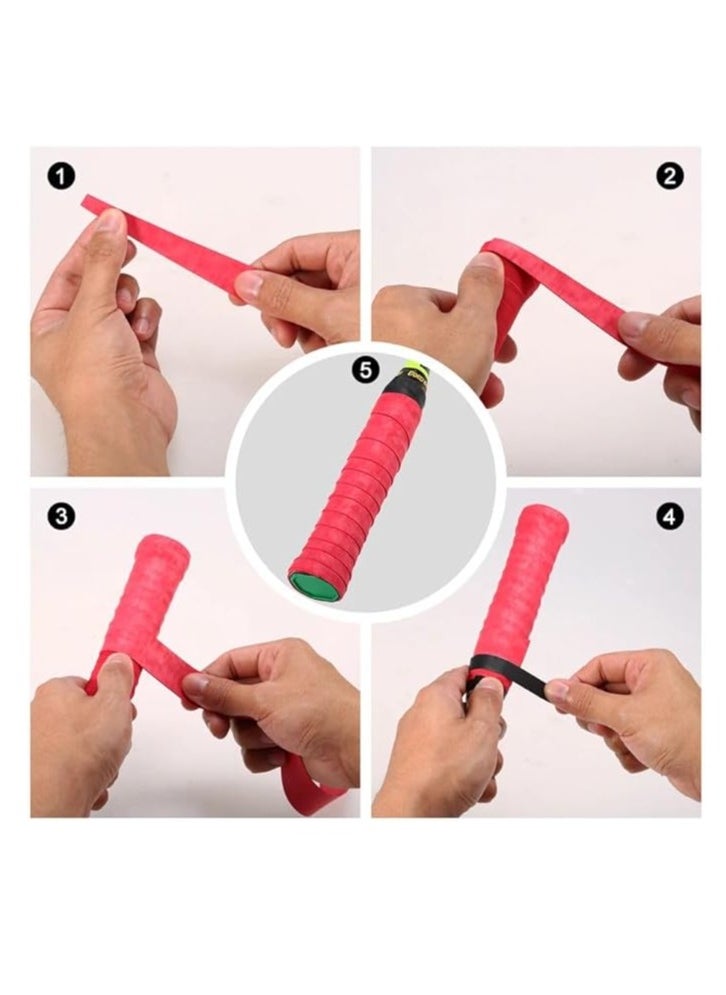 Refresh your racket strokes with SportQ New Anti-Slip Super Absorbent Racket Grip Set for Tennis and Badminton, PU, ​​Multi Color (Set of 6)