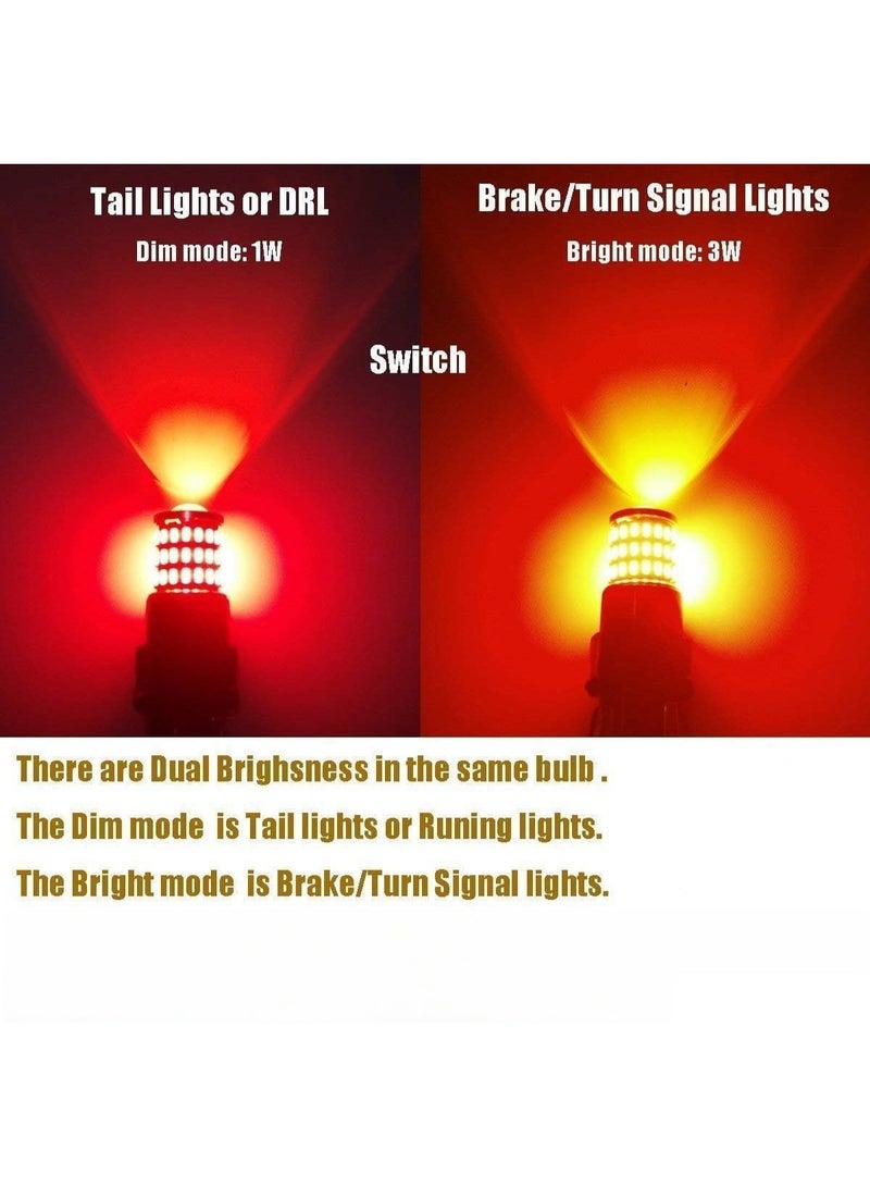 2 Pcs Super Bright Low Power Dual Brightness 3157 LED Bulbs with Projector Replacement for Tail Brake Lights(Red) - Image 3