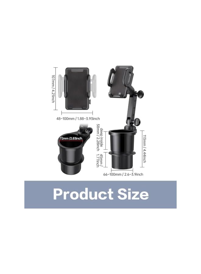 S-TOP 2-in-1 Car Cup Holder & Phone Mount – Universal Adjustable Auto Stand with 360° Rotation & Expandable Drink Holder – Secure Fit for Most Vehicles & Phones - Image 4