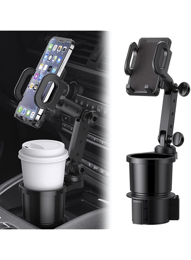 S-TOP 2-in-1 Car Cup Holder & Phone Mount – Universal Adjustable Auto Stand with 360° Rotation & Expandable Drink Holder – Secure Fit for Most Vehicles & Phones - Image 1