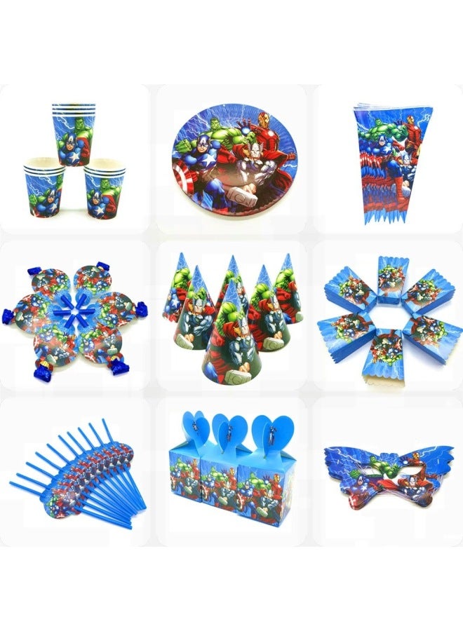 Avengers Children's Birthday Festival Party Suit Pennant Paper Cup Paper Plate Mask Party Tableware Suit - Image 3