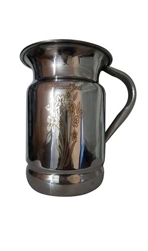 PMO Stainless Steel Flower Laser Art Jug Steel Jug Pitcher for Water Storage 2000ML(open-Without Lid) - Image 4