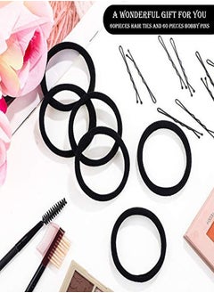 Chuangdi 60 Pieces Black Seamless Hair Ties And 60 Pieces Black Hair Bobby Pins Hair Clips Hair Pins With Box For Thick Heavy And Curly Hair No Metal Ponytail Holder For Girls And Women  - Image 4