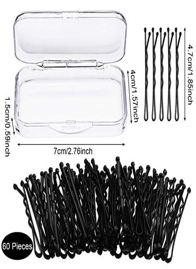 Chuangdi 60 Pieces Black Seamless Hair Ties And 60 Pieces Black Hair Bobby Pins Hair Clips Hair Pins With Box For Thick Heavy And Curly Hair No Metal Ponytail Holder For Girls And Women  - Image 3