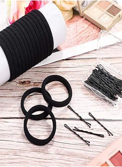 Chuangdi 60 Pieces Black Seamless Hair Ties And 60 Pieces Black Hair Bobby Pins Hair Clips Hair Pins With Box For Thick Heavy And Curly Hair No Metal Ponytail Holder For Girls And Women  - Image 5