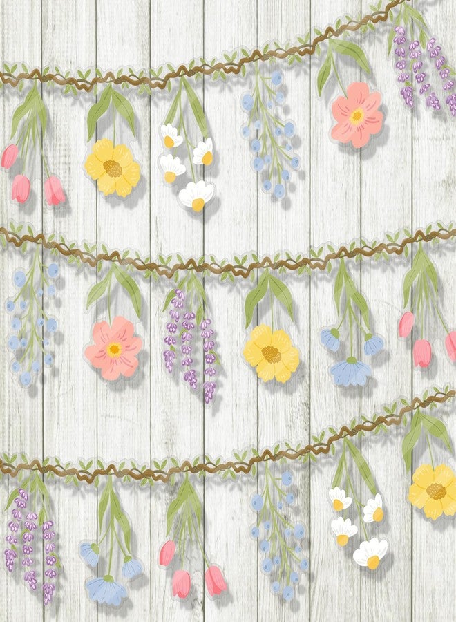 umoni Flower Party Banner Wildflower Garland Spring Floral Party Decorations 2PCS Enchanted Garden Hanging Banner Decor for Flower Theme Wedding Wild One Birthday Baby Shower Valentine's Supplies - Image 1