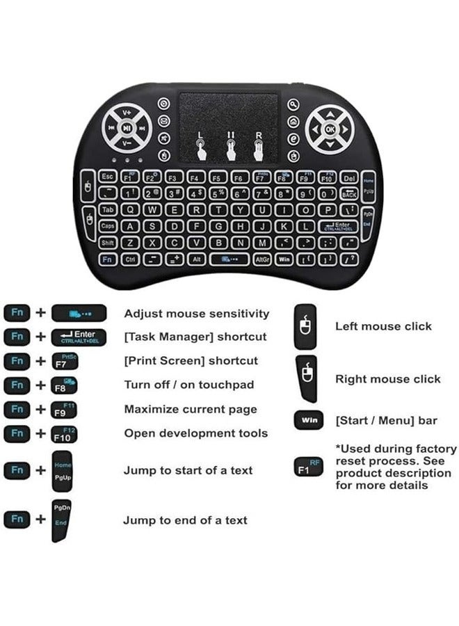 Mini 2.4GHz Wireless Keyboard with Touchpad Mouse, Upgraded Multi RBG Backlit, Rechargeable and Removable, Multi-Media Remote Control  - Image 5