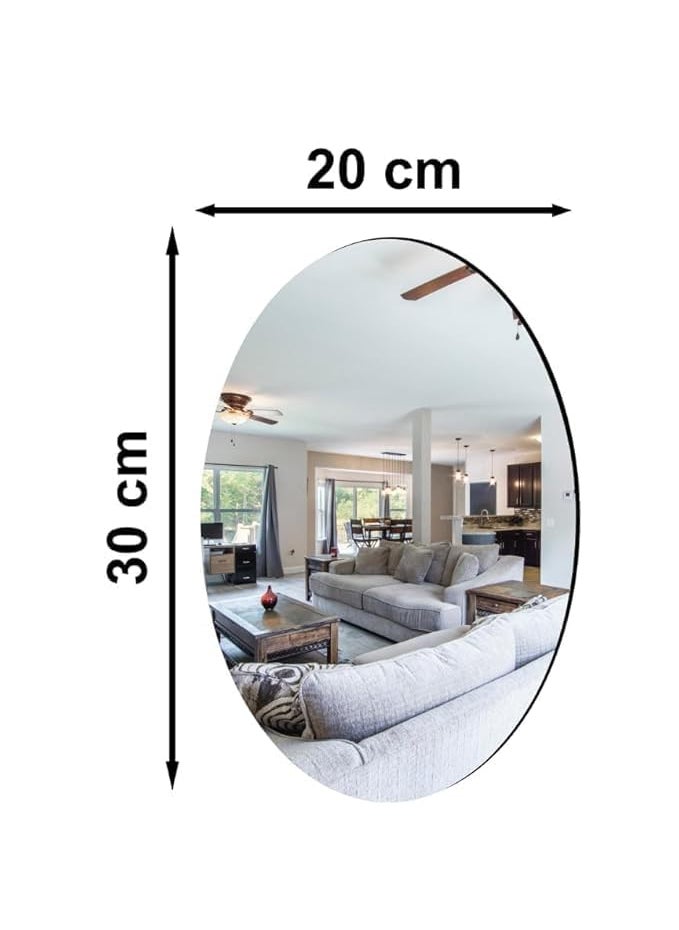 H&D PIPALIYA HD PIPALIYA Oval Shape Adhesive Mirror Sticker for Wall on Tiles Bathroom Bedroom Living Basin Mirror Bathroom Wall Mirror Stickers Unbreakable Plastic Wall Mirror 20 30 1 30X20  - Image 2