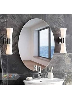 H&D PIPALIYA HD PIPALIYA Oval Shape Adhesive Mirror Sticker for Wall on Tiles Bathroom Bedroom Living Basin Mirror Bathroom Wall Mirror Stickers Unbreakable Plastic Wall Mirror 20 30 1 30X20  - Image 1