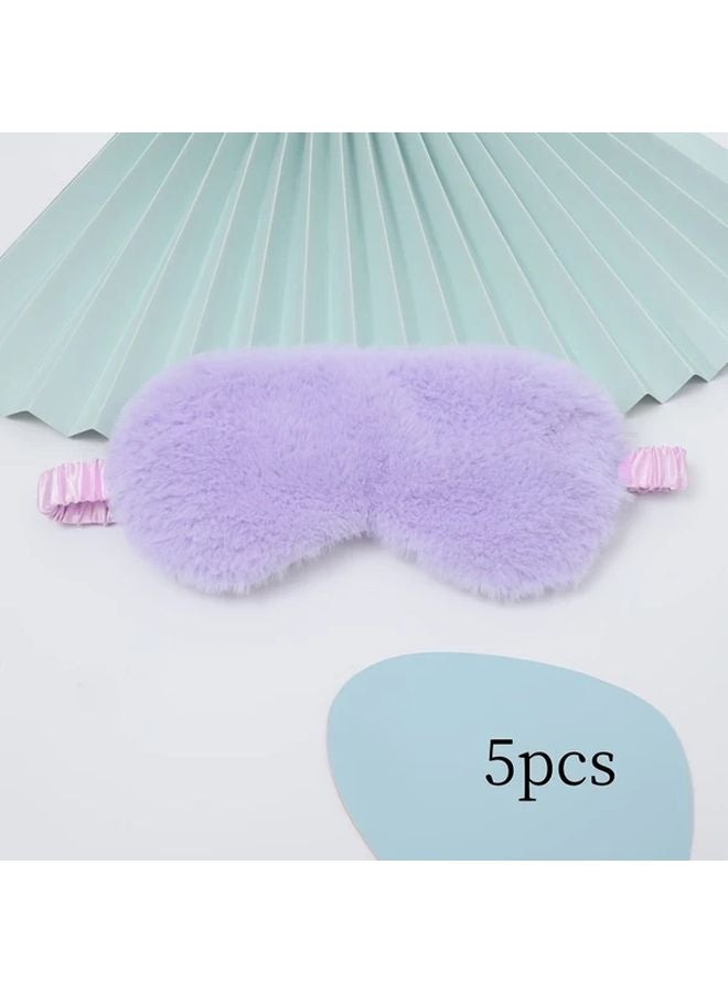 5 قطع قناع عين نوم من البلسة الأرجواني، ناعم ومريح، من أساسيات السفر مقاس 7.87 × 3.94 بوصة - Image 1