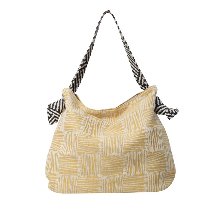 Fashionable Simple Underarm Tote Bag Women'S Stylish Striped Large Capacity Shoulder Bag For Work - Image 1