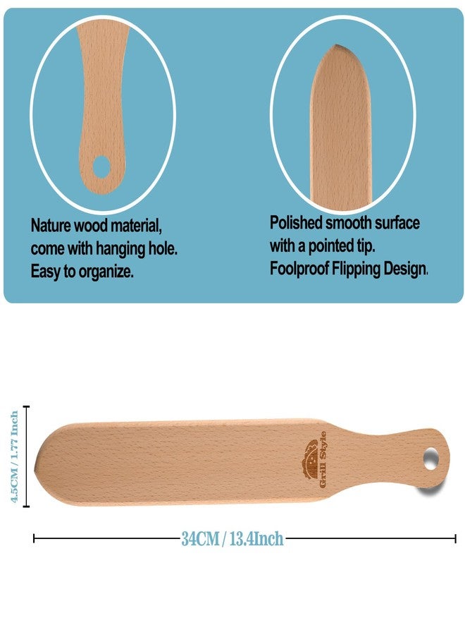 CJFocus Crepe Spreader and Spatula Set, Includes 1 Pcs 13.4" Pancake Turner with 3 Pcs (3.5", 5", 7") T-Shaped Roti & Mix Batter Spreader Sticks, Fit for Any Size Pan Maker, Wooden Crepe Tools Kit - Image 5