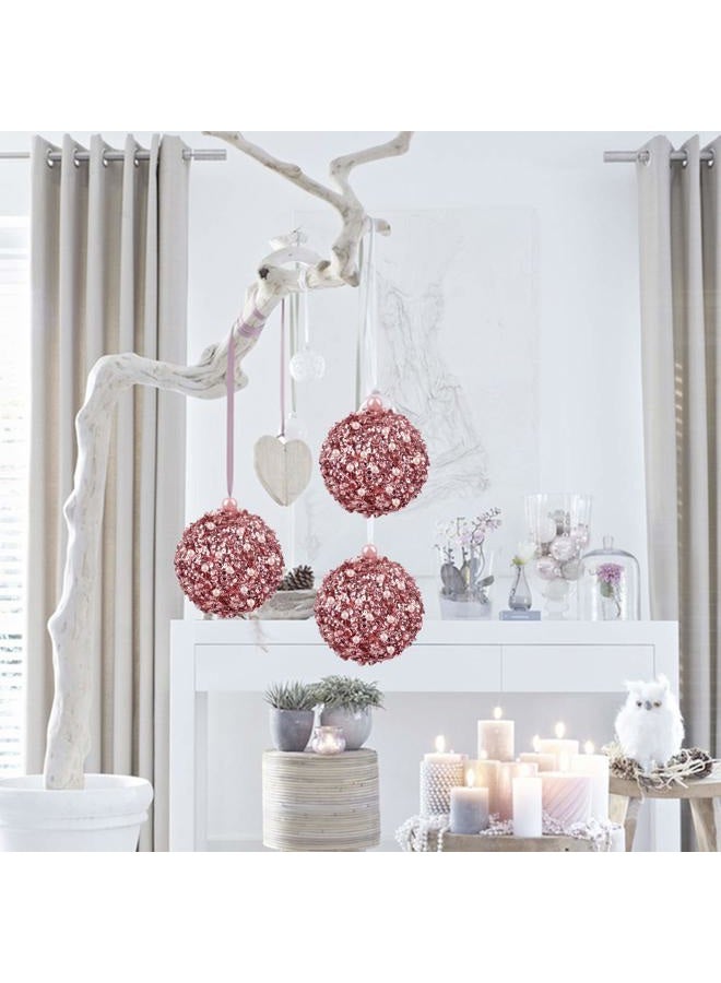ZHANYIGY 4.25" Christmas Ball Ornaments 4pc Set Rose Gold Shatterproof Christmas Decorations Tree Balls for Xmas Trees Wedding Party Holiday Decorations Tabletop Small Trees Decoration (Rose Gold) - Image 2