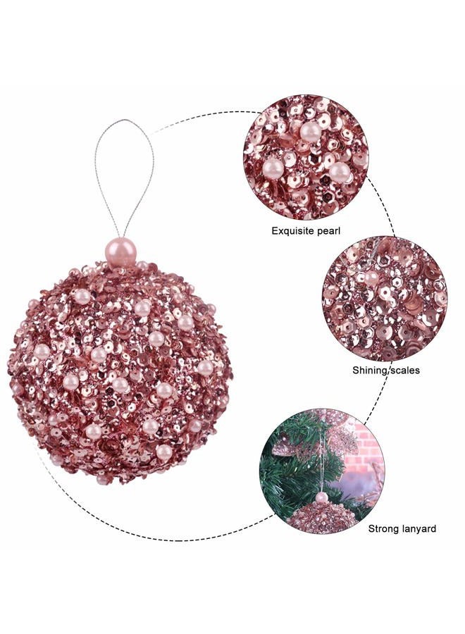 ZHANYIGY 4.25" Christmas Ball Ornaments 4pc Set Rose Gold Shatterproof Christmas Decorations Tree Balls for Xmas Trees Wedding Party Holiday Decorations Tabletop Small Trees Decoration (Rose Gold) - Image 5