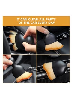 BIGTHREE 2 Pcs Car Interior Cleaning Tool Brush with Cover, Car Detailing Brushes, Auto Interior Soft Hair Removal Brush, Car Brush, Car Cleaning Brush, Car Interior Cleaning Tool Brush, Scratch Free  - Image 3