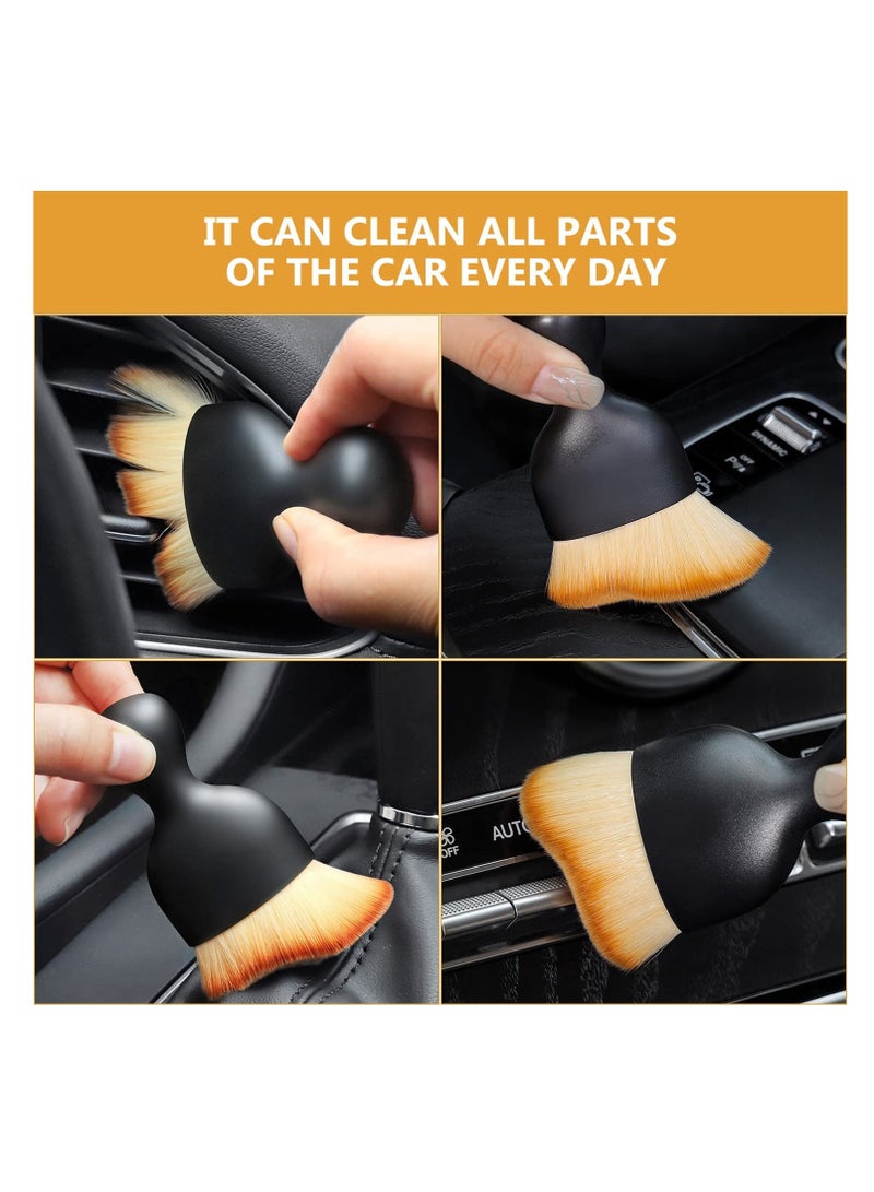 BIGTHREE 2 Pcs Car Interior Cleaning Tool Brush with Cover, Car Detailing Brushes, Auto Interior Soft Hair Removal Brush, Car Brush, Car Cleaning Brush, Car Interior Cleaning Tool Brush, Scratch Free - Image 3