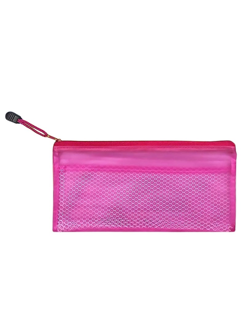 حافظة ملفات بلاستيكية مقاومة للماء بسحاب S-1001 – مقاس A6، قطعة واحدة لتنظيم الأوراق والمستندات-فوشيا - Image 1