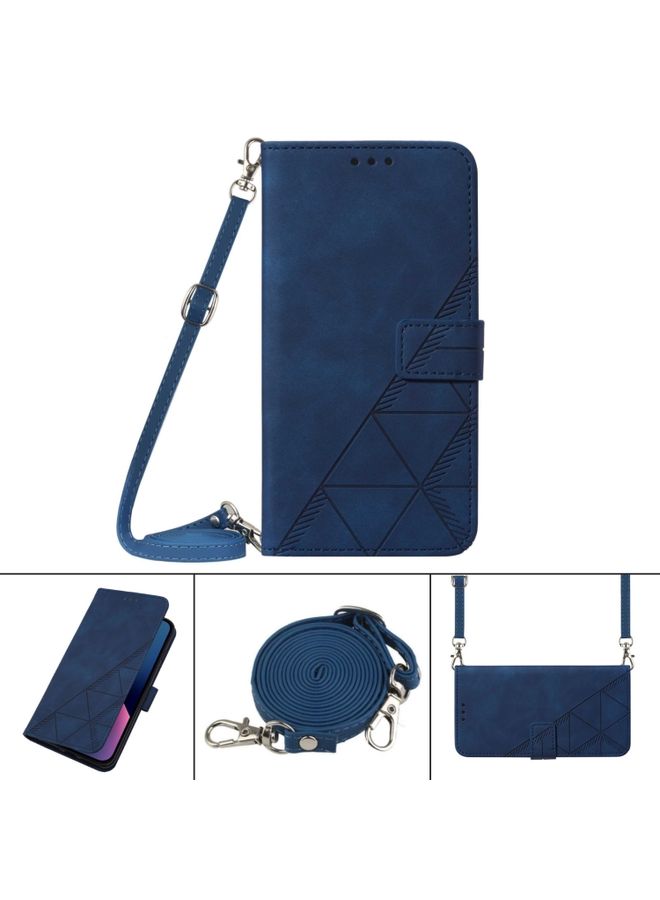 HuHa Case Cover For Realme 7 5G / V5 5G Crossbody 3D Embossed Flip Leather Phone Case Blue
