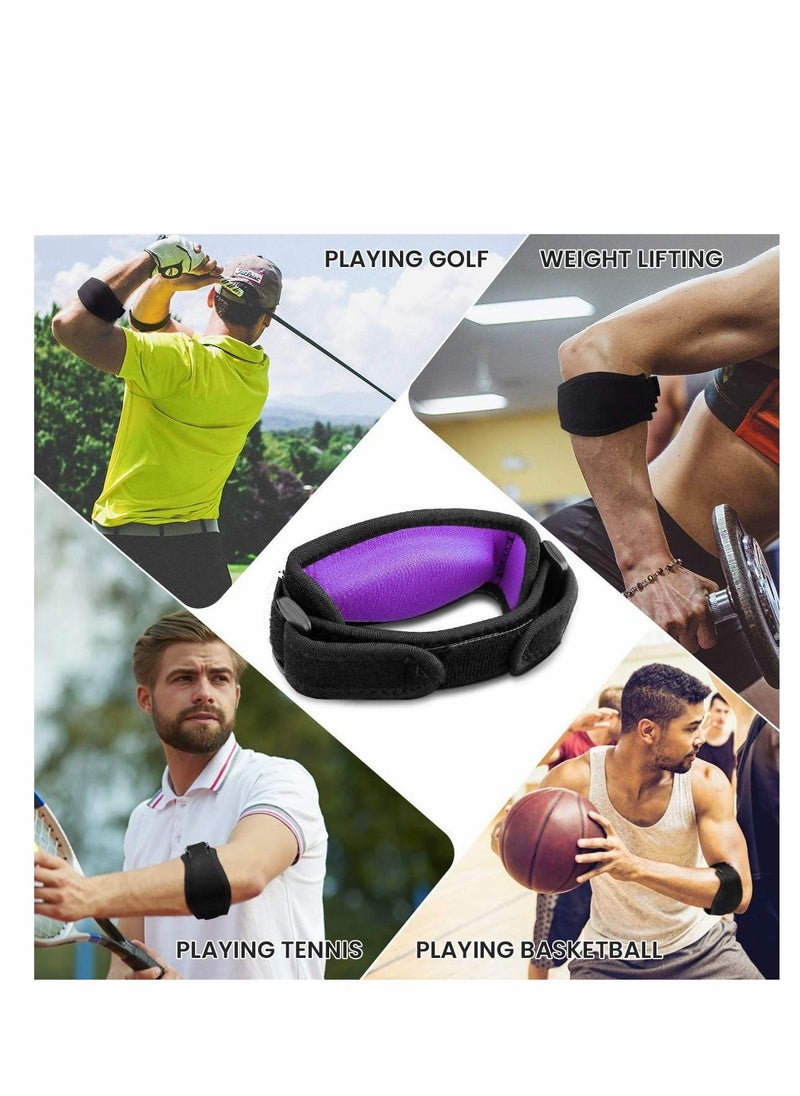 Excefore - Elbow Support Strap, Adjustable Elbow Brace with Compression Pad Tennis Golfer's Elbow Pain Relief Weather Resistance for Tennis Elbow, Golfers Elbow, Pain Relief, Men, Women Purple 2 Pack - Image 1