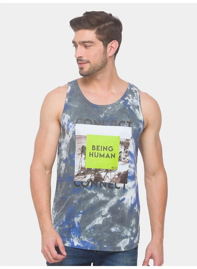 بيينغ هيومان Mens Charcaol Round Neck Sleeveless T-Shirt