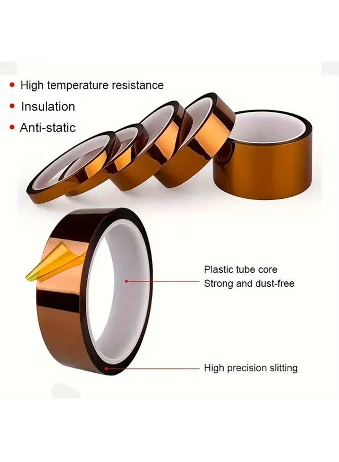 5 Rolls 50mm x 472.44 Inch High Temperature PI Self Adhesive Heat Resistant Polyimide Insulation Tape - Image 2
