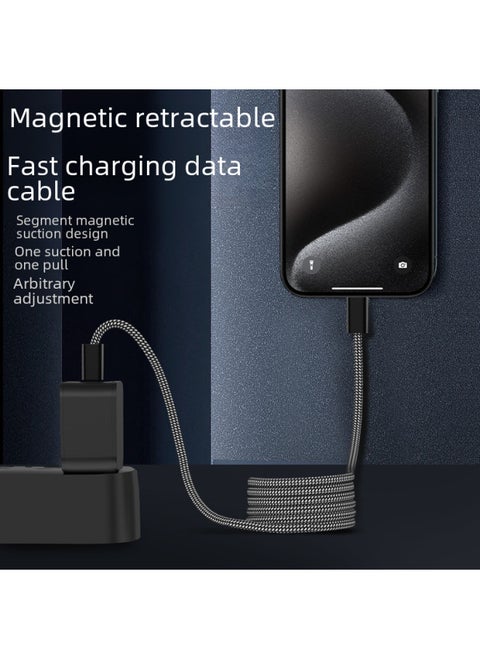 Magic Rope Full Magnetic Data Cable PD100W Fast Charging Data Cable Double Type-c Charging Cable For Iphone 15-Color:Black Gray 1m-Model:CtoC [emake Chip For Iphone 15 Is Available]]