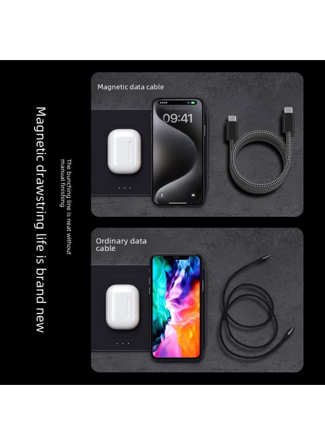 Generic - Magic Rope Full Magnetic Data Cable PD100W Fast Charging Data Cable Double Type-c Charging Cable For Iphone 15-Color:Black Gray 1m-Model:CtoC [emake Chip For Iphone 15 Is Available]] - Image 1