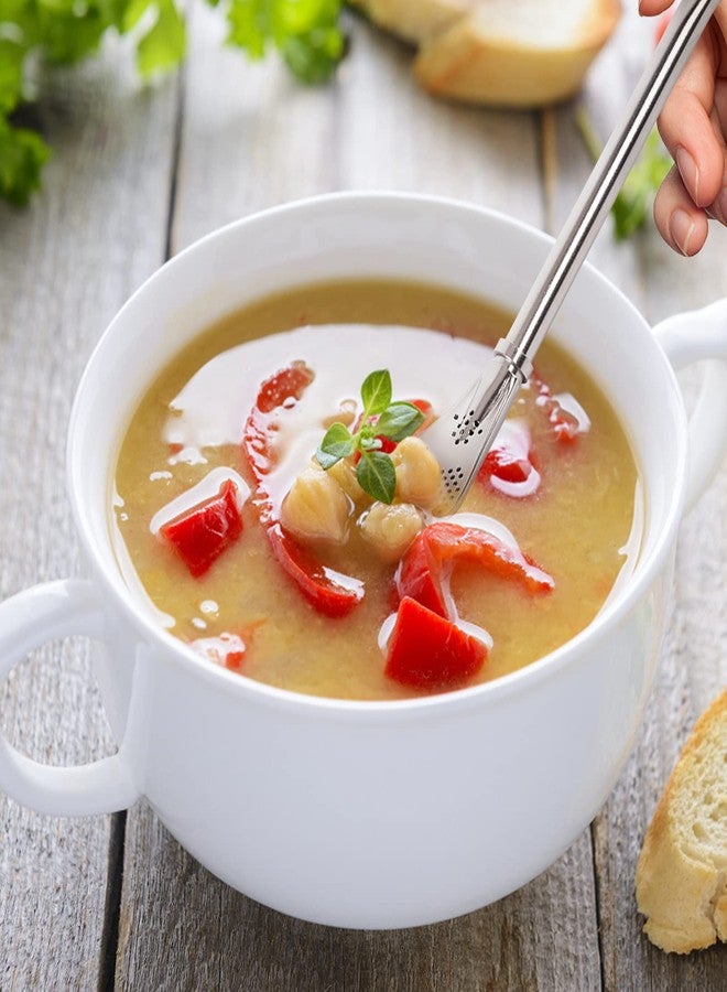 إستنك ماصة شرب يربا ماتي، ملعقة شرب قابلة لإعادة الاستخدام من الفولاذ المقاوم للصدأ، ماصة شرب يربا ماتي على شكل قرع، ملعقة مصفاة للشاي السائب والمشروبات القهوة، فضي - Image 4