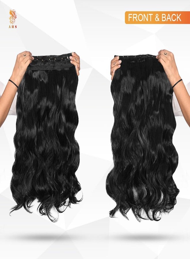 AHS Hair Extension 18 Inch | Artifice 5 Clip Curly Wavy Natural Looking Synthetic Thick Hair Extensions | Clip-In Styling Hair for Women & Girls. (BLACK) - Image 2
