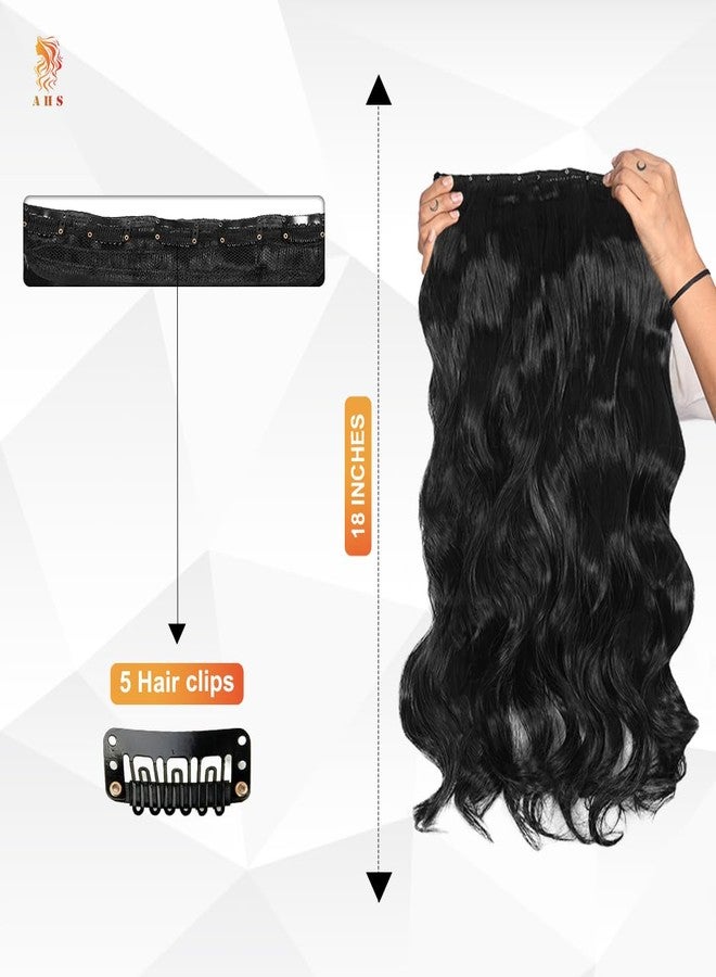 AHS Hair Extension 18 Inch | Artifice 5 Clip Curly Wavy Natural Looking Synthetic Thick Hair Extensions | Clip-In Styling Hair for Women & Girls. (BLACK) - Image 5