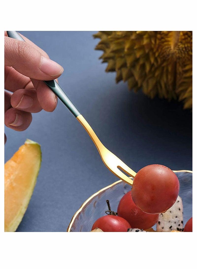 KASTWAVE شوكات الفواكه 6 قطع شوكات الحلوى مصنوعة من الفولاذ المقاوم للصدأ شوكات الكعك شوكات المقبلات شوكات المعجنات 6 ألوان شوكات صغيرة للمنزل حفل الزفاف مقهى مطعم هدية - Image 5