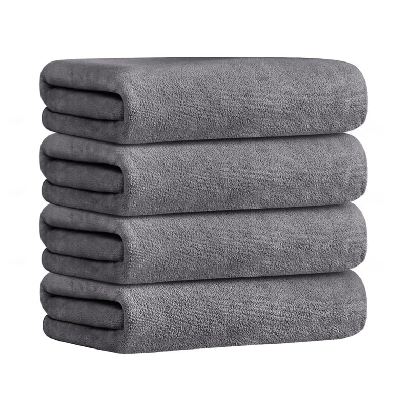 JML Bath Towels Set 4 Pack 30 x 60 Large Soft Absorbent Quick Dry Microfiber Towel for Hair Wrap Fitness Sports Yoga Swim Pool