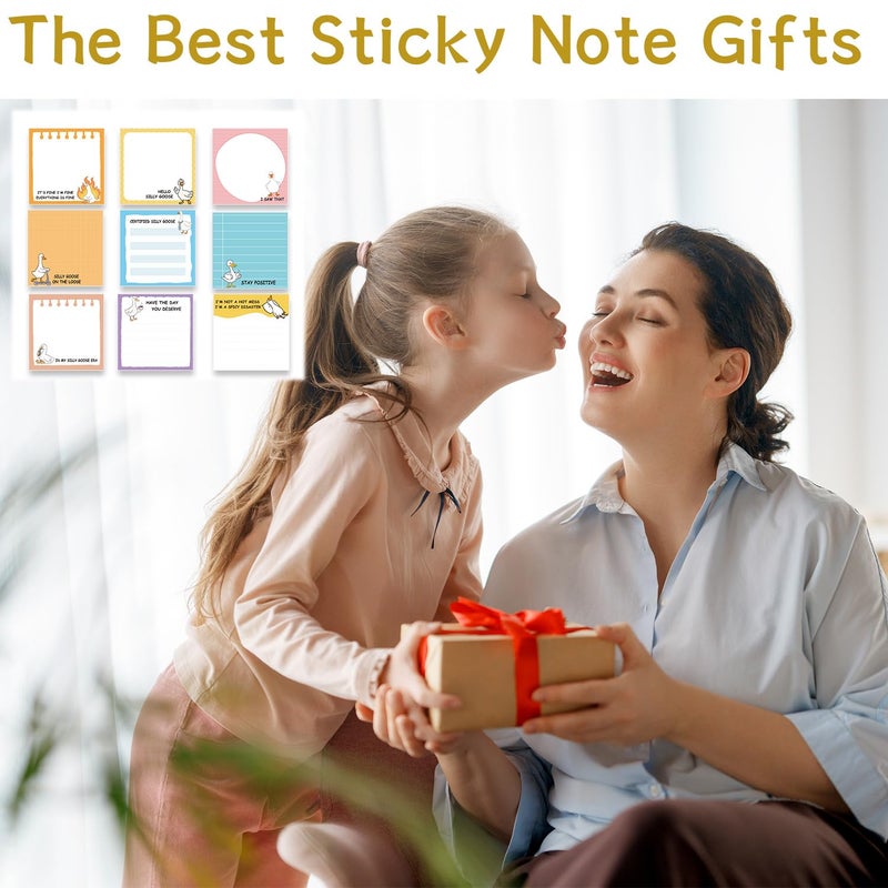 Aposwow Funny Sticky Notes Gifts - 9 Pack Funny Goose Notepads 3x3 Inch, Silly Work Gag Gifts for Coworkers, Fun Self-Stick Memo Pads Office School Supplies for Students (450 Sheets) - Image 5