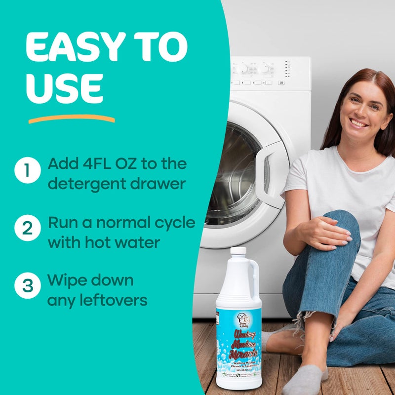 Sunny & Honey Liquid Washing Machine Cleaner & Deodorizer - Top & Front Load Washer Cleaner - 32 fl oz Washing Machine Deodorizer - Laundry Supplies - Image 2