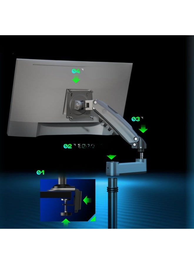 NB NORTH BAYOU NB ERGONOMIC Monitor Arm – Single Display Arm for 17"–32" Screens, 2–9 kg Load Capacity, Gas Spring PC Monitor Stand with Clamp & Grommet, VESA 75x75 - Image 4