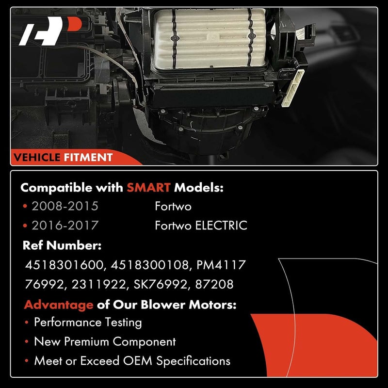 A-Premium HVAC Heater Blower Motor Assembly for Smart Fortwo 2008-2017 - Image 3